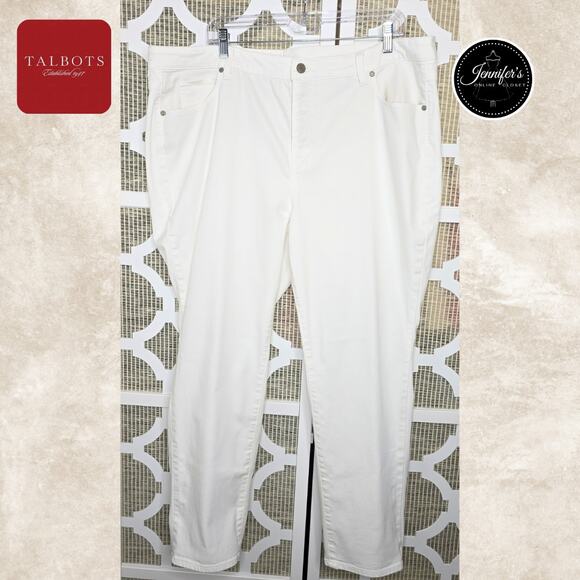 Talbots Women's White Flawless High Rise Straight Leg Denim Pants Size 20WP - Picture 1 of 7